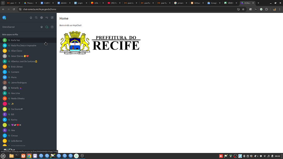 Tela inicial HopChat